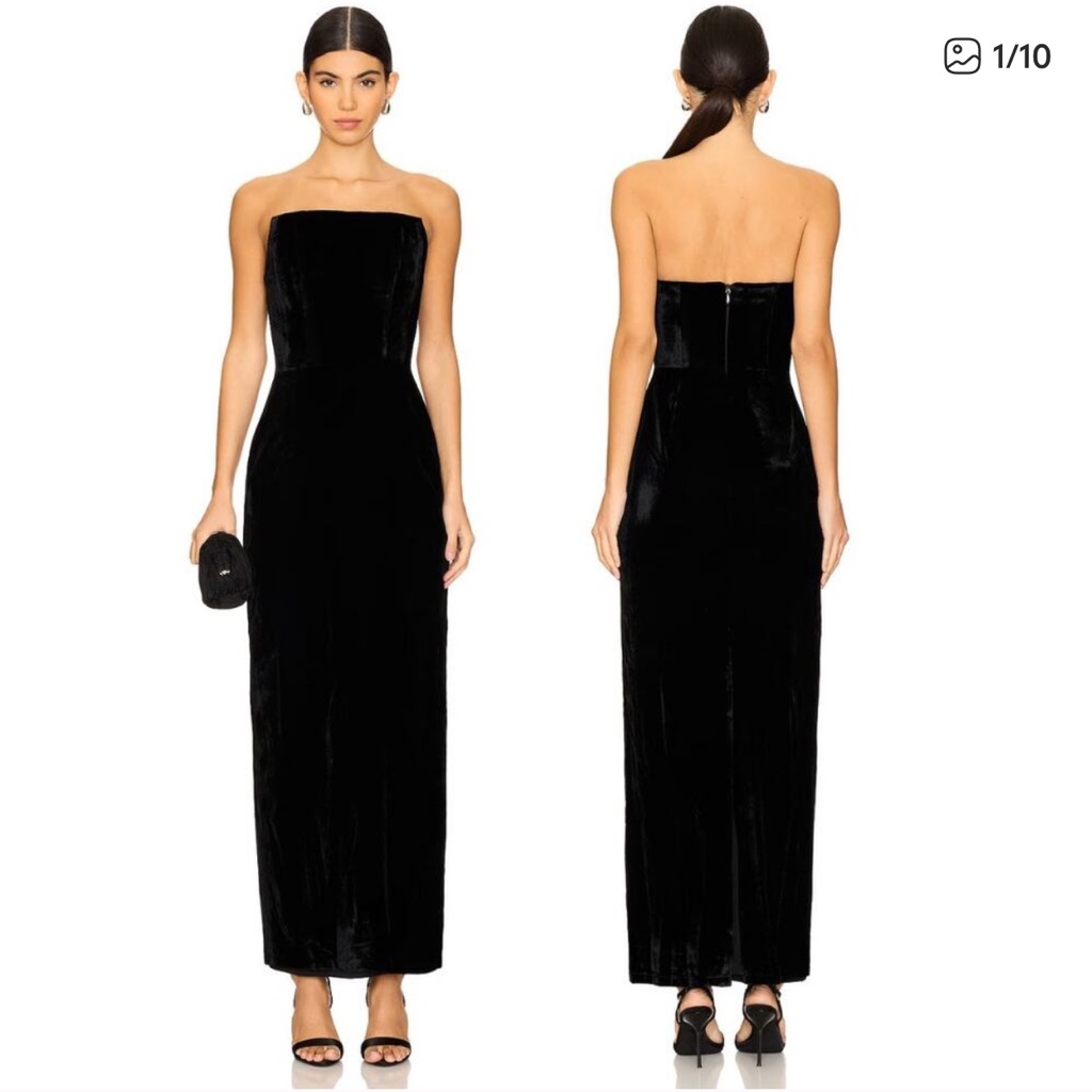 Lpa Emerry Velvet Maxi Dress Strapless Formal Gala Party Evening Statement Xs